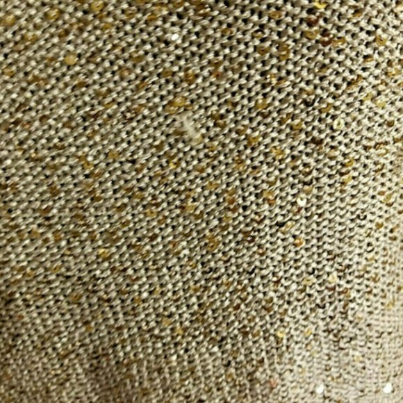 PHILOSOPHY REPUBLIC CLOTHING Gold/Tan Sequins Light Knit Sweater Top Women's L - Picture 2 of 3